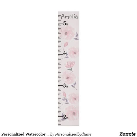 Personalized Watercolor Roses Pink Growth Chart Zazzle In 2022