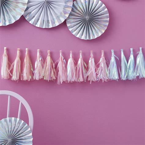 Pastel Iridescent Tissue Paper Tassel Garland Bunting By Ginger Ray