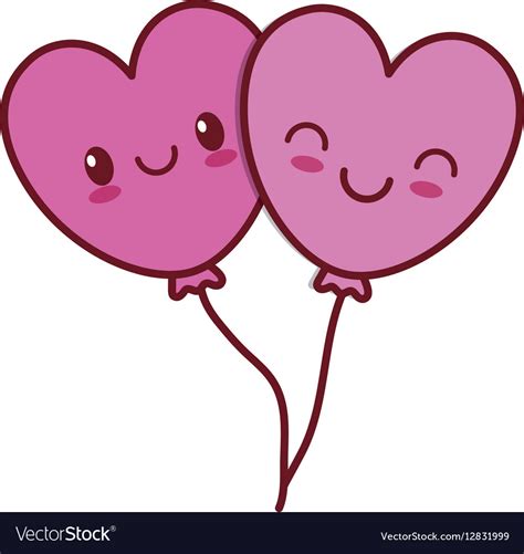 Kawaii Love Heart Balloons Valentine Royalty Free Vector