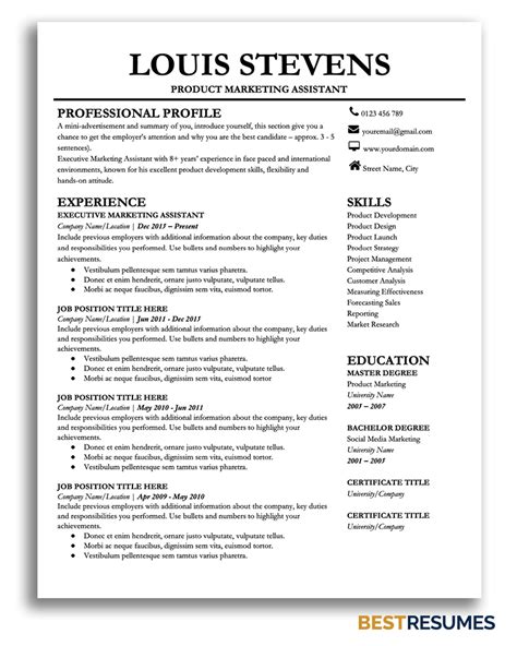 The cv profile summarises the candidate's level of qualification, the type of companies they work for and areas of financial expertise. Professional Resume Template Louis Stevens - BestResumes.info