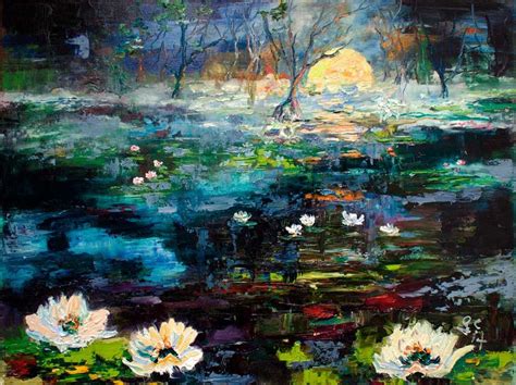 The Beauty Of Black Water Modern Impressionist Oil Painting