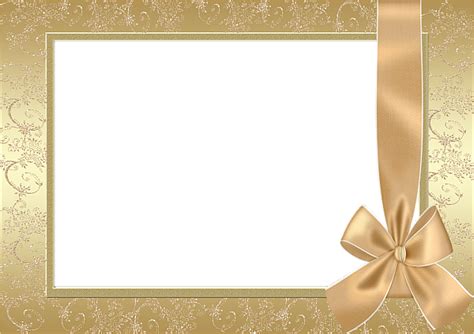 Large Gold Transparent Frame With Gold Bow Frame Card Printable