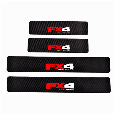 4 Pcs Carbon Fiber Leather Car Door Sill Protector For Ford Fx4 Truck