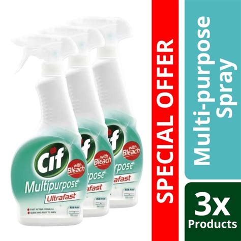 Practical Bundle Cif Multi Purpose Spray Ultrafast 450ml With Bleach