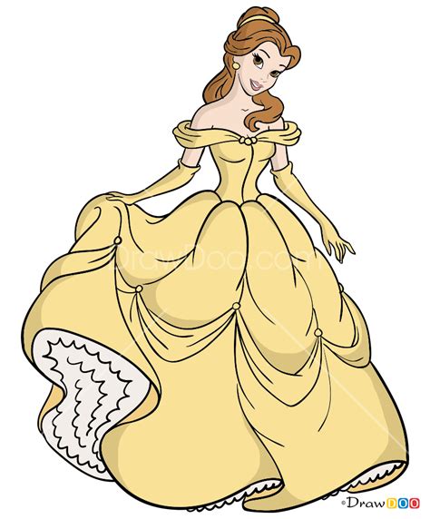 How To Draw Belle Cartoon Princess