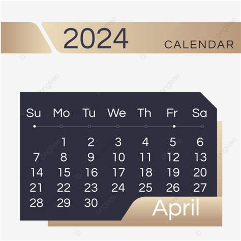 Gambar Kalender Bulan 2024 Gradien April Emas Hitam Sederhana Dua Ribu