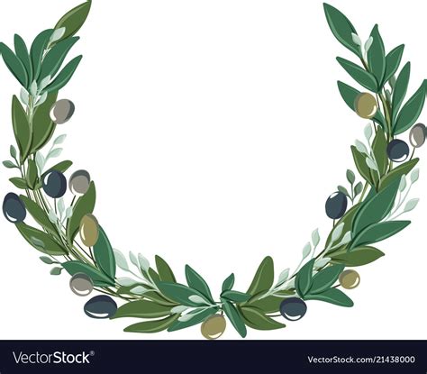Round Wreath With Olive Leaves And Olives Vector Image