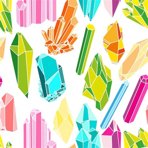 Premium Vector Set Of Geometric Colorful Crystals Seamless Pattern