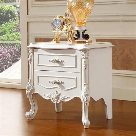 Nightstand Luxury French Style Bedside Table Luxury White Bedroom