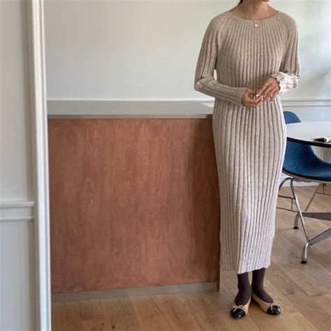 Cashmere Blended Sweater Dress Maxi Long Wool Dress Rib Etsy