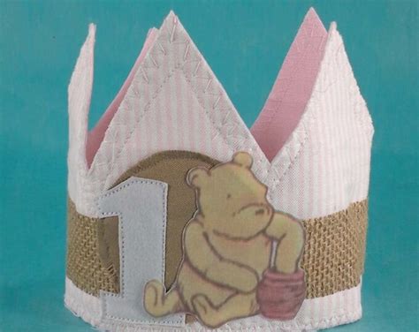 Shabby Chic Classic Pooh Bear Birthday Crown First Birthday Etsy