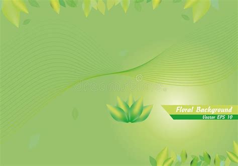 Floral Green Vector Background On Gradient With 3d Feeling Leaf Stock