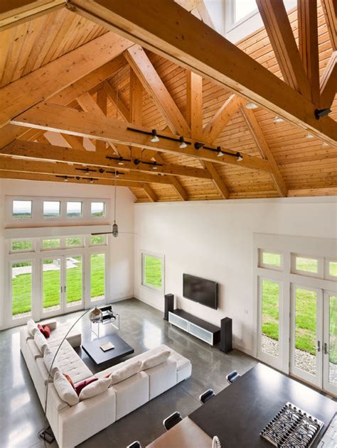 They draw the eye up, making the space feel larger. Truss Ceiling | Houzz
