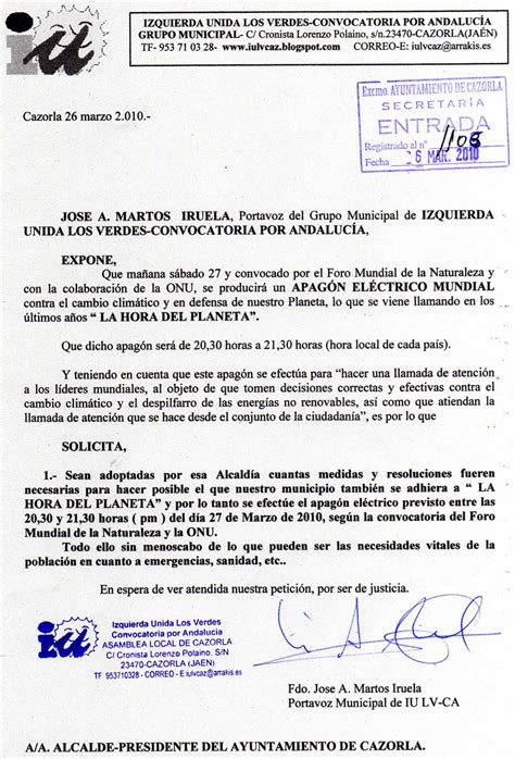 Carta De Solicitud Al Ayuntamiento Kulturaupice