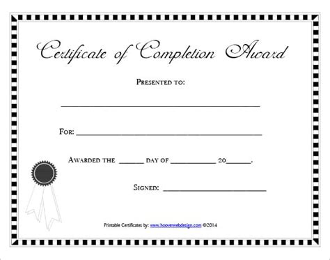 Printable Word Certificate Completion Templates