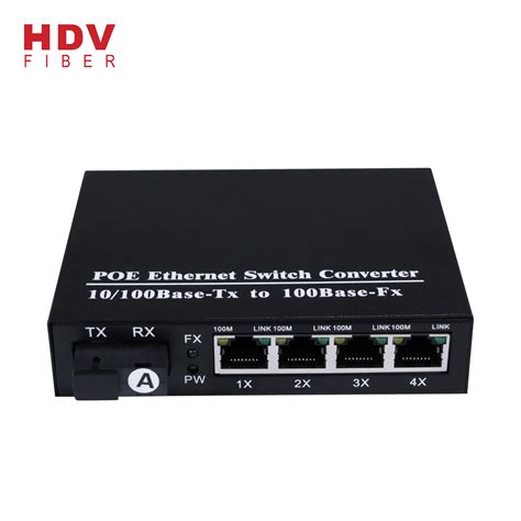 China 100mbps Poe 4 Port Huawei Compatible Wall Mount Unmanaged Fiber
