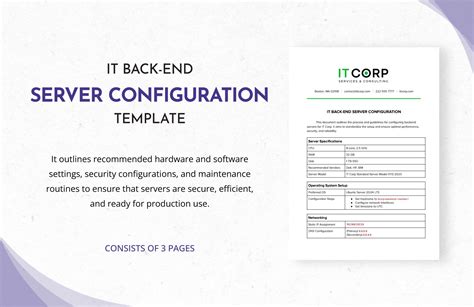 It Back End Server Configuration Template In Ms Word Portable