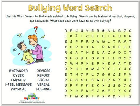 Bullying Word Search Gs Bullying Worksheets Bullying Bullying Resources