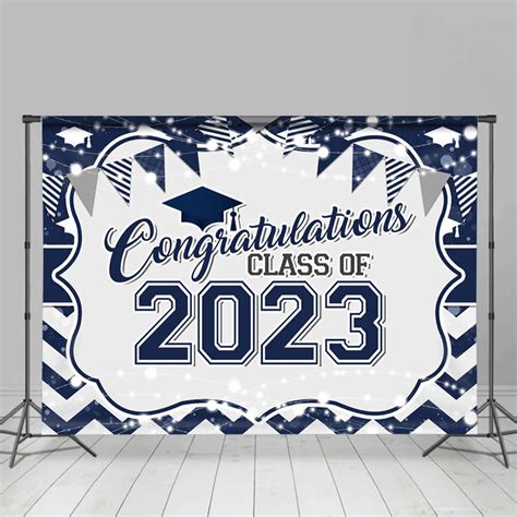 Navy Blue Congratulations Class Of 2023 Backdrop In 2023 Graduation
