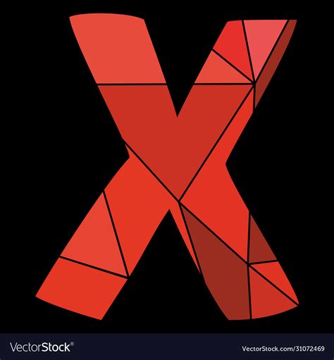 X Red Alphabet Letter Isolated On Black Background