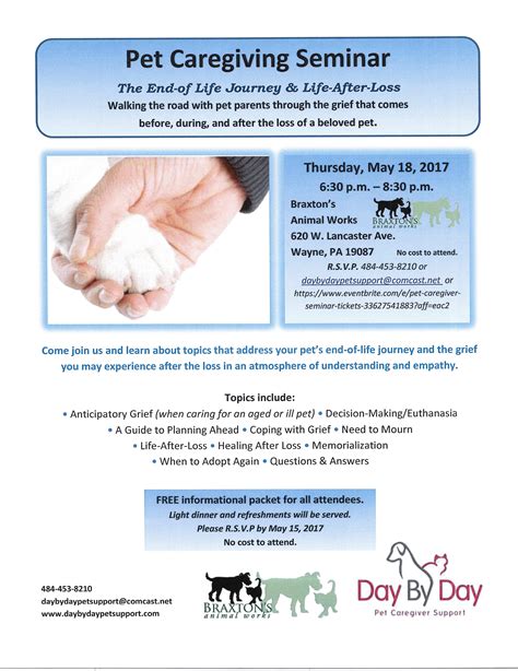 Free Pet Caregiving Seminar Braxtons Animal Works