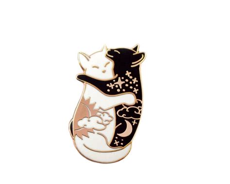 Hugging Cat Enamel Pin In Brooches From Jewelry And Accessories On