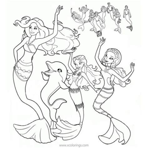 Barbie Mermaid Coloring Pages Merliah And Dolphin XColorings