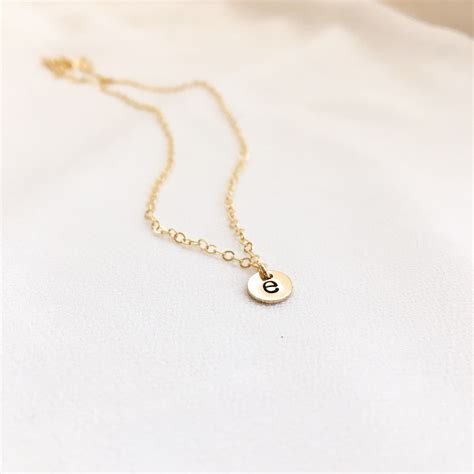 14K Gold Filled Initial Necklace, Tiny Cute Gold Initial Necklace, Personalized Initial N ...