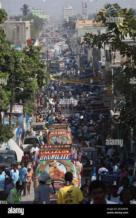 View Of An Animated Street In Downtown Port Au Prince Haiti On Monday