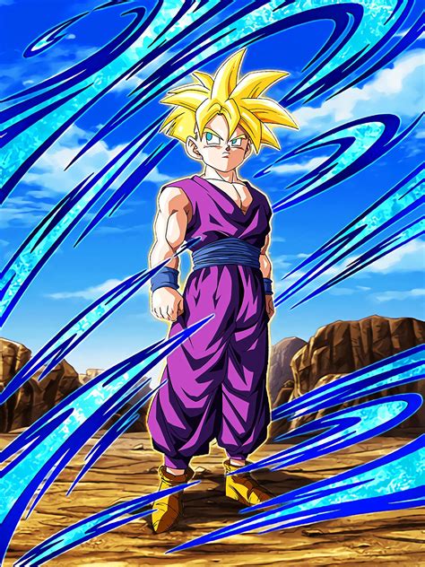 The Dragon Ball Character Is Standing In Front Of Some Blue Swirls And