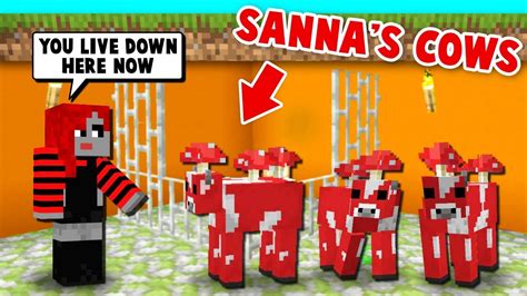 I Stole Sannas Mushroom Cows And Hide Them Underground In Minecraft Youtube