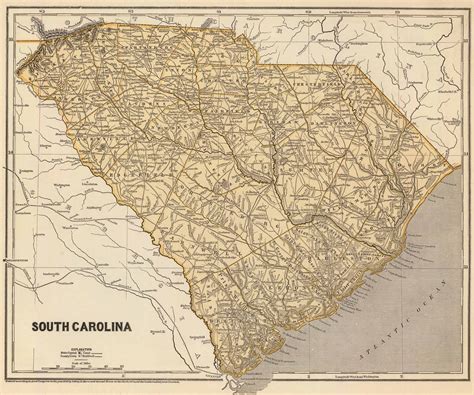 1845 Map Of South Carolina Vintage Wall Decor Antique Map Vintage