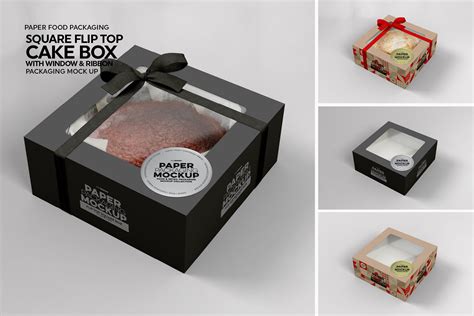 Square Flip Top Cake Box Packaging Mockup By Inc Design Studio