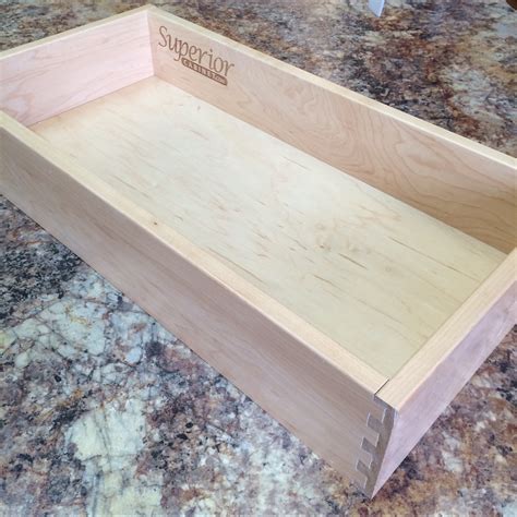 Our complete drawer box kits come with drawer sides, drawer runners, base and back panels, all screws or hardware, and the blum lifetime warranty certificate. Replacement Solid Maple Dovetailed Drawer Box
