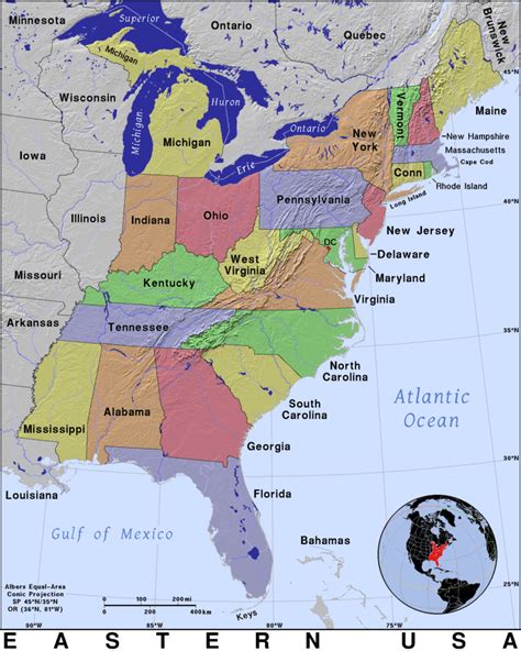 Map Of East Usa