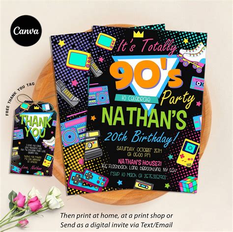 Editable 90s Party Invitation Back To The 90s Throwback Party House