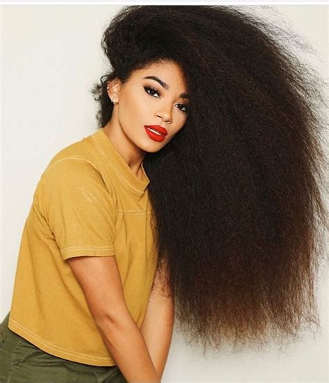 Jasmean Brown Long Brushed Out Curly Natural Hair Red Lip Hair Styles