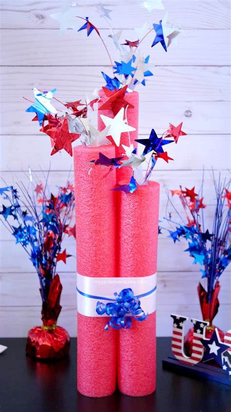 Diy Pool Noodle Firecracker 4th July Crafts 4th Of July Decorations