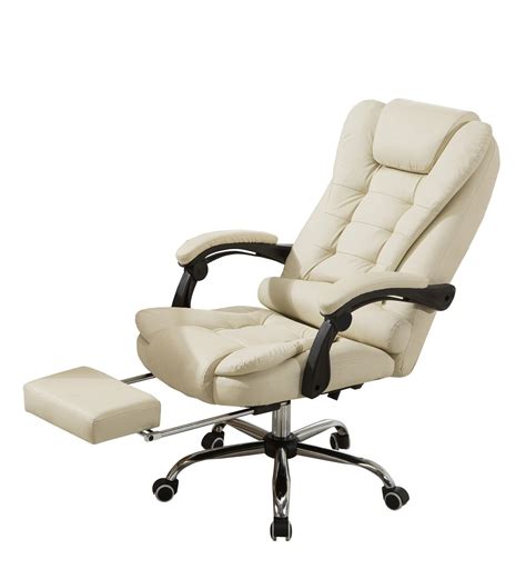 Manager Office Chair With Massager   Footrest In Beige Colour By Bantia Furniture Manager Office Cha N7zoxz 