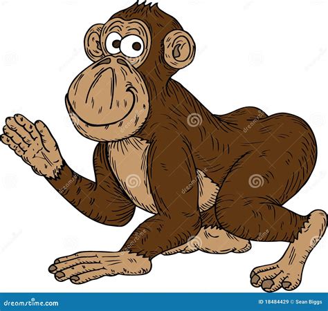 Cartoon Monkey Waving Stock Illustration 18484429