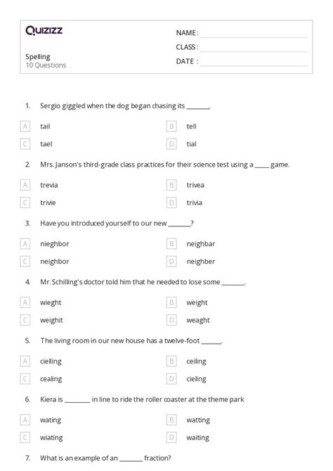 50 Spelling Worksheets For 3rd Grade On Quizizz Free And Printable