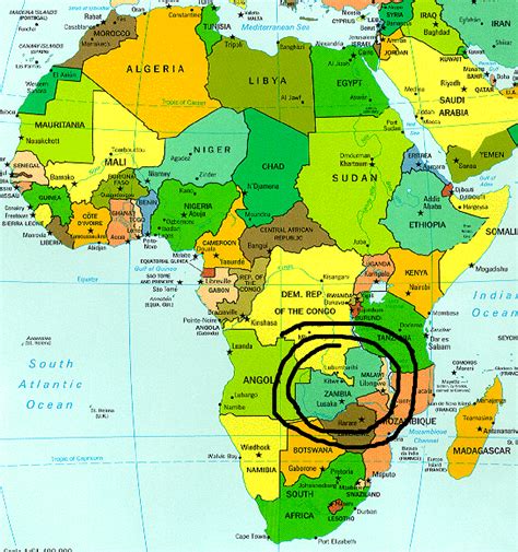 Map of zambia locating the capital lusaka. Zambia