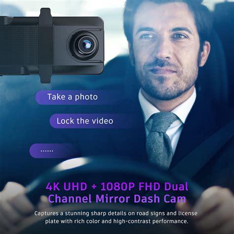 Toguard 4k Mirror Gps Dual Dash Cam Backup Camera 12 Front And Rear