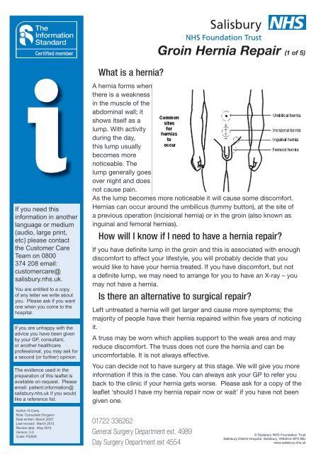 Groin Hernia Repair 1 Of 5 Icid Salisbury Nhs Foundation Trust