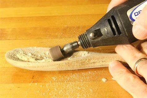 Using A Dremel To Sand The Bowl Of The Wooden Spoon Dremel Carving Dremel Wood Carving