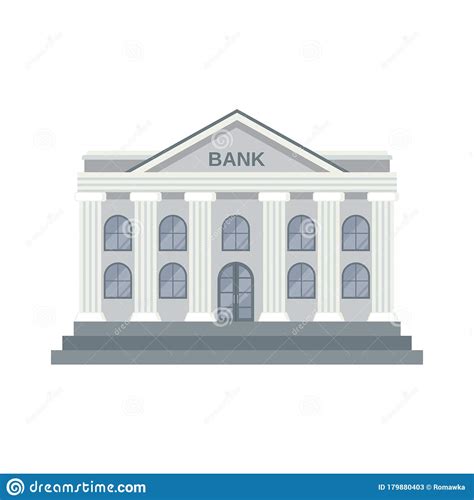 Bank Building Icon In Flat Style Isolated On White Background Stock