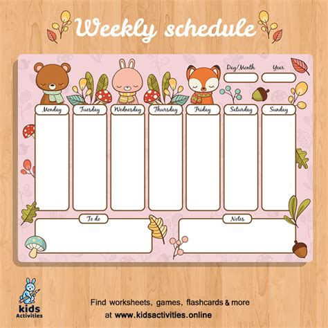 Cute Weekly Schedule Template Printable ⋆ Kids Activities