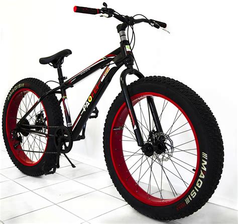 Large Tire Heavy Duty Fat Wheel Mountain Bike Premium Red And Black Bicycle