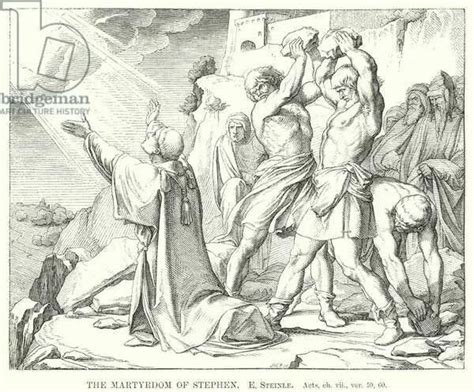 Print Of The Martyrdom Of Stephen Acts Ch Vii Ver 59 60 Engraving