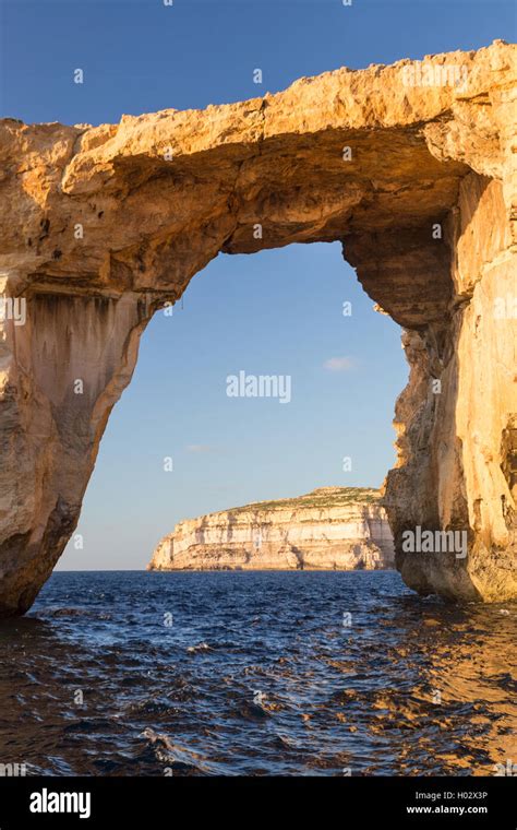 Detail Of Azure Window Limestone Natural Arch On Island Of Gozo Malta